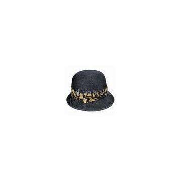 Fashionable Black Sinamay Bucket Hat With Pleated Band