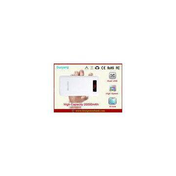 LCD Display 20000 mAh Li Ion Dual Double USB Power Bank With 3PCS LED light , OEM logo