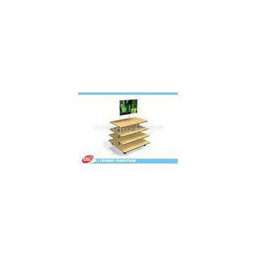 Customize MDF Wooden Gondola Display Stands Retail Fixtures With 4 Layers