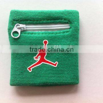 sports wristband with zipper pocket custom logo fabric wristband