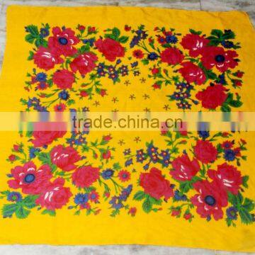 New flower print square scarf russian scarf viscose scarves big flower printed scarves traditional rayon shawl fringes scarves