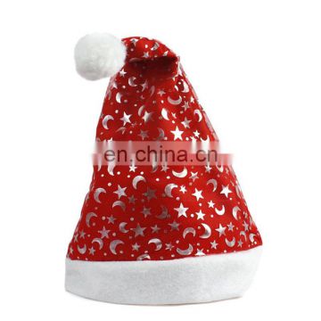 Non-woven funny santa hat printed star and moon christmas hats happy christmas day santa hat