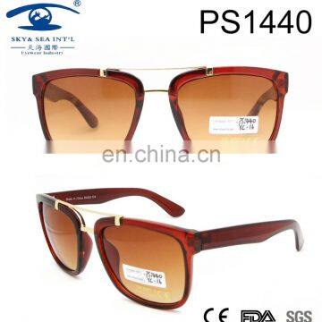 Square frame metal bridge pc sun glasses