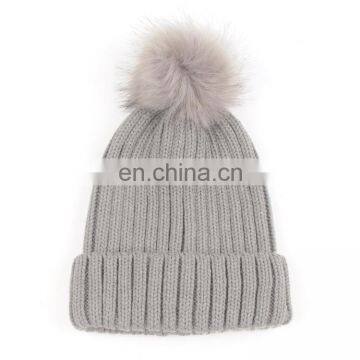 Wholesale Winter Cheap Custom Acrylic Knit Beanie Hat Cap With Pompom photo-4