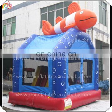 Factory Direct inflatable fish bouncer castle,indoor mini bouncy for toddler,backyard mini jumper for kids