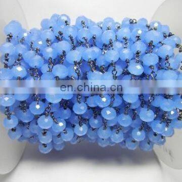 Blue Chalcedony 6mm Gemstone Beaded Chain