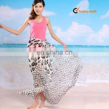 Beach sarong ladies' scarf pareo panther design super big size polyester voile scarf