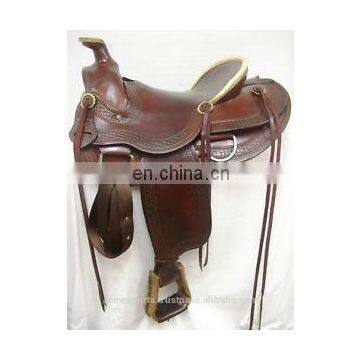 trail saddle - leather trail western saddle/hand carved western saddle