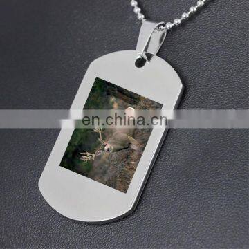 custom printing deer dog tag with ball chain