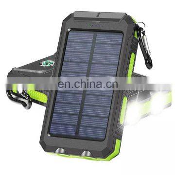 Waterproof Portable 10000mah Solar Mobile Power Charger With LED Lights