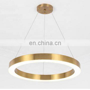 Nordic Luxury Circular Round dimmable Gold Hanging LED Ring Chandelier For Hotel