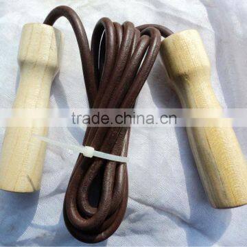 Jump Rope / Skipping Rope Wooden Handle Leather Rope