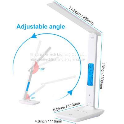 5W/10W LED Table Lamp For Study Reading Touch Switch Desk Lamps With Calendar Temperature Alarm Clock Rechargeable Reading Light photo-5