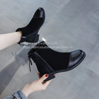 thin and comfortable Martin boots women's autumn and winter new thick-heeled British style short boots