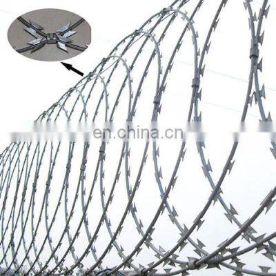 Low Price Electro Galvanized Flat Wrap Razor Barbed Wire Fencing photo-2