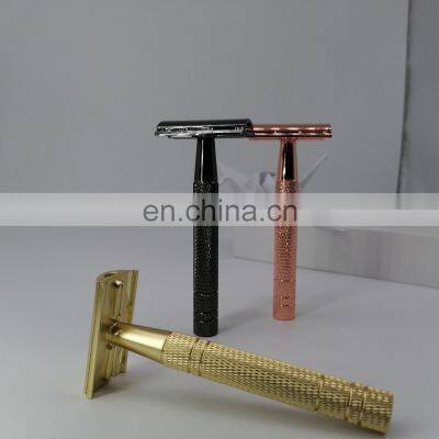 Manufacturer Light Luxury Style Straight Double Edge Blade Aluminum Alloy Handle Safety Razor