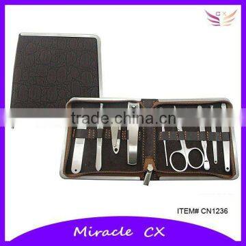 crocodile print faux leather manicure set