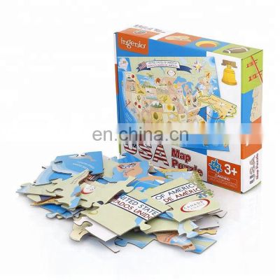 china supplier toys puzzle 64 pieces USA map jigsaw puzzle