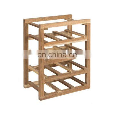 K&B 4-tiers interlaced wood wine shelf acacia wooden stand display shelf for wine