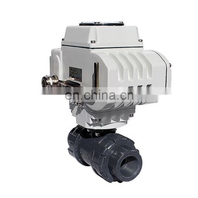 Double Union Electric Actuator Ball Valve PVC Motorized Electric Ball Valve Two Ways for Swimming Pools plastic ball valve