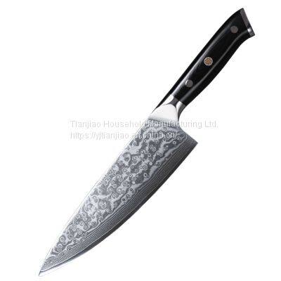 8 inch Damascus Chef Knife with Black Premium G10 Handle Professional Damascus Stainless Steel Knife