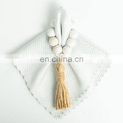 Wholesale Home Accessories Table Decoration Wood Beads Napkin Rings Tassel Macrame Napkin Ring photo-5