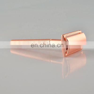 Women Men no Plastic Metal Matte Rose Gold Safety Razor photo-5