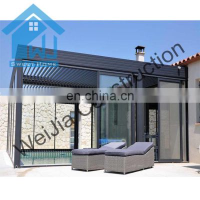 Pavilion waterproof aluminium motorised rain protection outdoor roof bioclimatic pergola