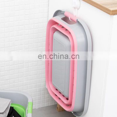 Home Collapsible Plastic Laundry Basket Hamper Multi-purpose Folding Foldable Washing Basin Dirty Clothes Storage Container photo-5