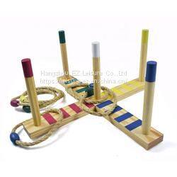 Outdoor Wooden Ring Toss Game Set Lawn Backyard Ring Toss