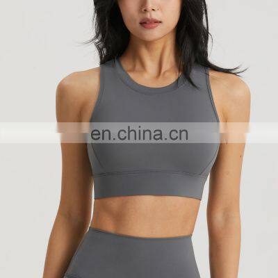 Adjustable High Neck Support Sports Gym Yoga Bra Fixed Pads Workout Running Training Bra Top Athletic Fitness Wear For Women photo-5