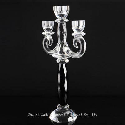 Wholesale Custom Crystal Glass Candle Holder Wedding Decor 3 Arms Candlesticks Crystal photo-3