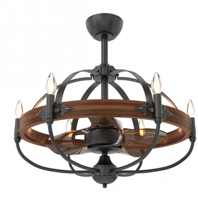 Bedroom Fan Light Industrial Creative 110V Customized Ceiling Fan Light 19 inch Tri color Variable Frequency