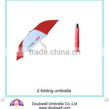 auto open logo printed 2 folding umbrella