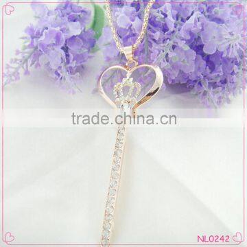 Chinese Fashion Jewelry Key Style Sweater Chain Pendant Necklace Princess Necklace
