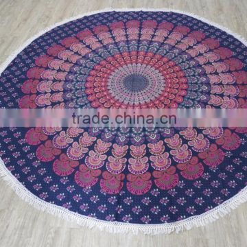 Peacock Mandala Beach Towels Picnic Throw Roundies