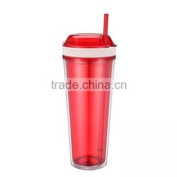 Hot sale 24oz acrylic novel double wall tumbler cups with straw