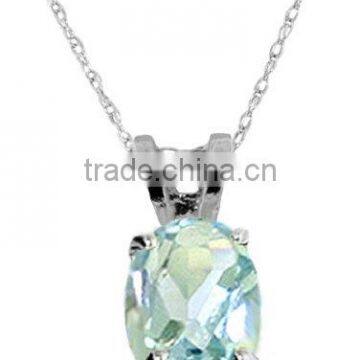 Aquamarine, Jewelry,925 Sterling Silver Pendant Necklace with Genuine Aquamarine,