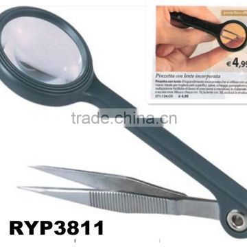 RYP3811 Portable magnifying glass with tweezer