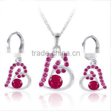 Amazing Fashion Diamond Heart Necklace and Earring Set FQ-J38