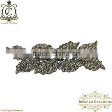 Sterling Silver Diamond Pave Leaves Palm Bracelet, Diamond Fashion Bracelet, Pave Diamond Vintage Jewelry Manufacturer