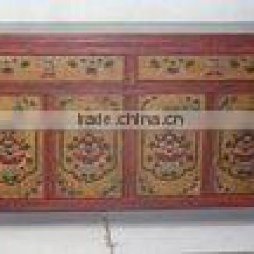 chinese two drawer four door gold drawing tibet cabinet