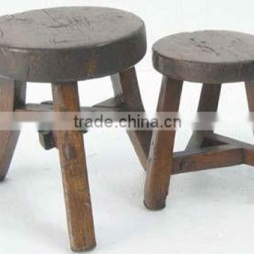 Chinese antique nature wooden round garden stool