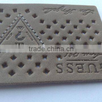 Custom good quality hollow out label leather for jeans