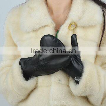 cheap price fur Lined ladies Leather Mitten