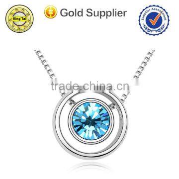 nickel plating blue crystal round shape necklace