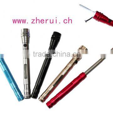 Extendible 3 led telescopic aluminum flash light with lots of magnetic strength