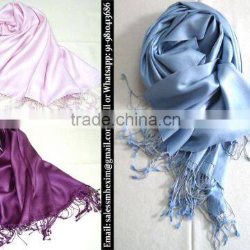 Satin weave pure silk shawl and scarf in wide range of colors...