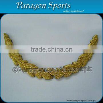 Gold Bullion Wire Embroidered Single Row Peak Visor For Military Peak Cap PS-9085