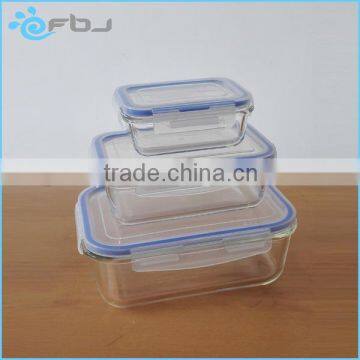 Set of 3pcs Microwavable Clear High Borosilicate Glass Food Container